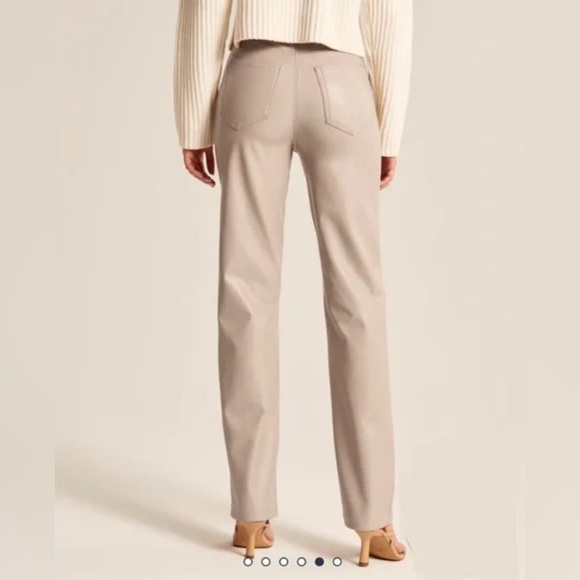 Abercrombie Vegan Leather Beige Pants - Picture 10 of 11